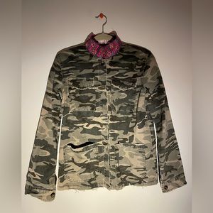 Camo Embroidered Sequin Jacket Size S